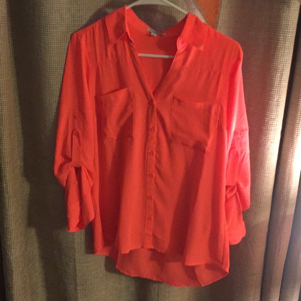 Express hot pinkish orangish blouse.